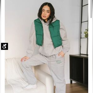 Cropped Puffer Vest // Kelly Green // Size Medium